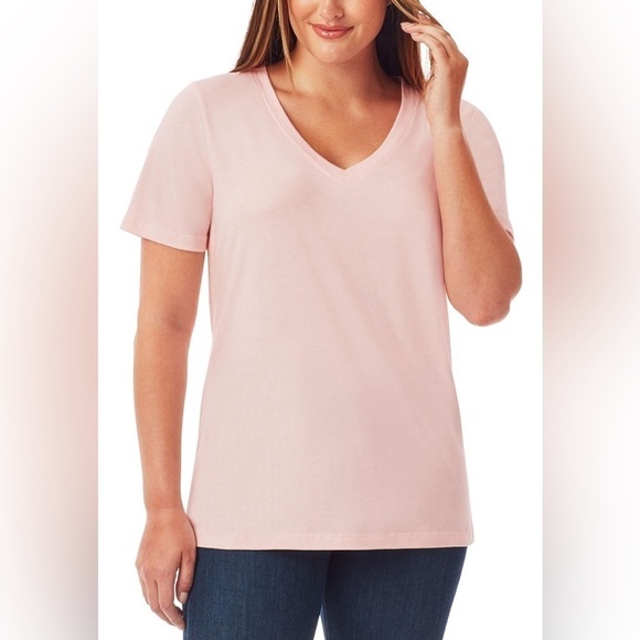 Members Mark Tops - Member's Mark Ladies Short Sleeve V-Neck Tee Pink Quartz XXL NWT